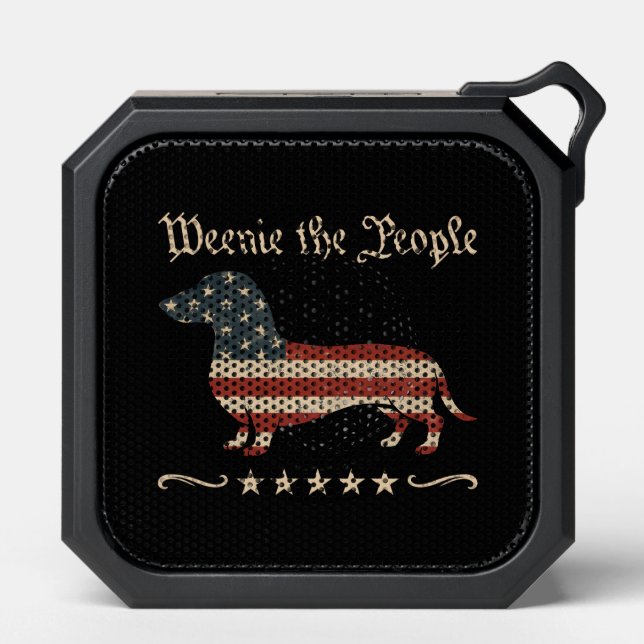 Weenie The People Dachshund 4th Of July Bluetooth Speaker (Front)