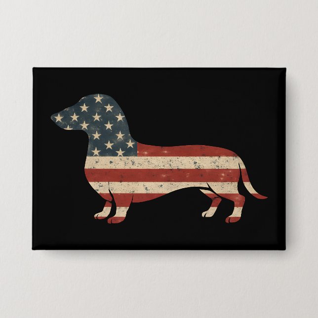 Weenie The People Dachshund 4th Of July Button (Front)