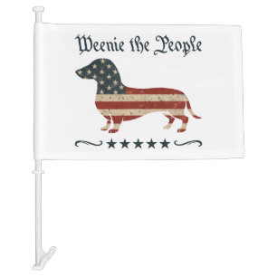 Weenie The People Dachshund 4th Of July Car Flag
