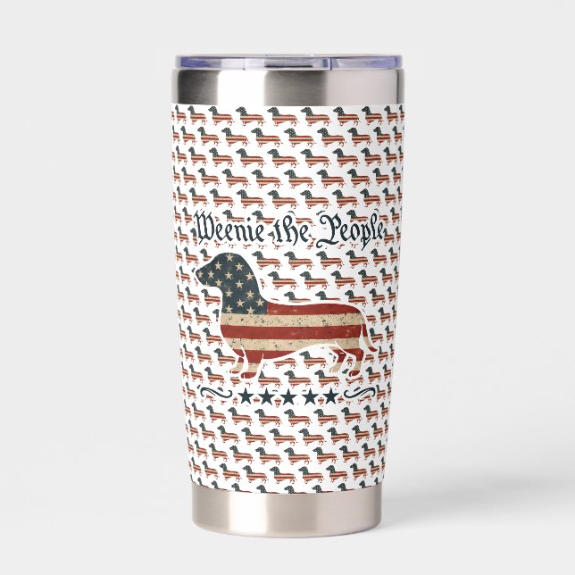 Weenie The People Dachshund 4th Of July Insulated Tumbler (Front)