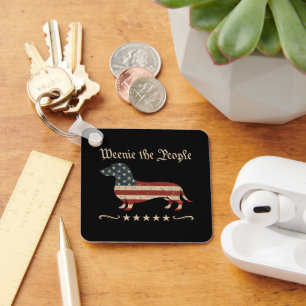 Weenie The People Dachshund 4th Of July Keychain