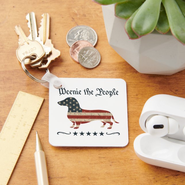 Weenie The People Dachshund 4th Of July Keychain (Desk)