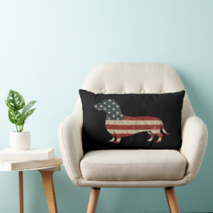 Weenie The People Dachshund 4th Of July Lumbar Pillow