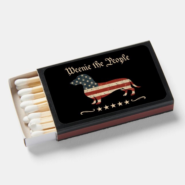 Weenie The People Dachshund 4th Of July Matchboxes (Front Open)