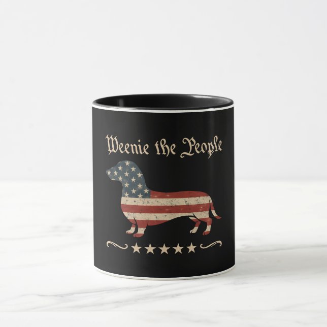 Weenie The People Dachshund 4th Of July Mug (Center)