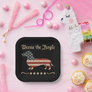 Weenie The People Dachshund 4th Of July Paper Plates