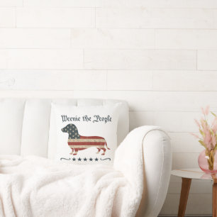 Weenie The People Dachshund 4th Of July Throw Pillow