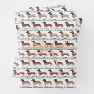 Weenie The People Dachshund 4th Of July Wrapping Paper Sheets