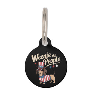 Weenie The People Funny Dachshund Lover July 4th Pet ID Tag