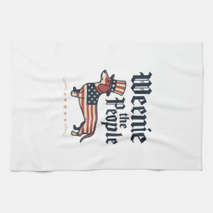 Weenie the People Patriotic Dachshund T-Shirt_1 Kitchen Towel