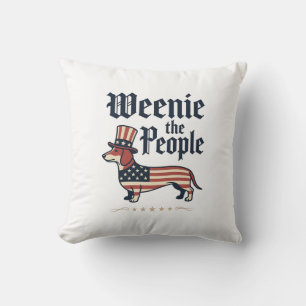 Weenie the People Patriotic Dachshund T-Shirt_1 Throw Pillow