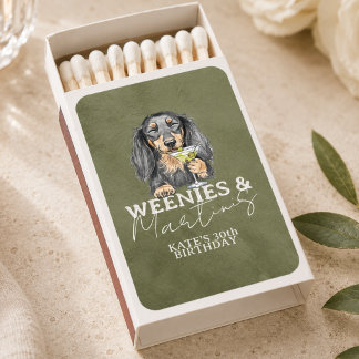Weenies and Martinis Dachshund Illustration Matchboxes