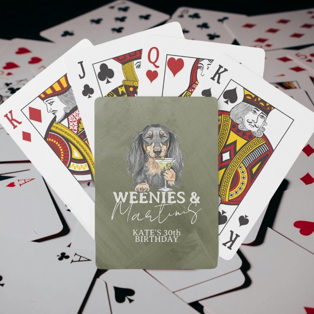  Weenies and Martinis Dachshund Illustration Poker Cards (Celebrate with these Hand Drawn Weenies and Martinis Dachshund playing cards!)