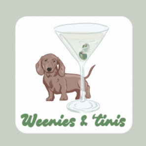 Weenies & Martinis Party  Square Paper Coaster