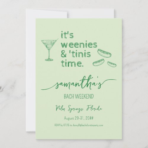 Weenies  Tinies Martini Bachelorette Bach Weekend Invitation