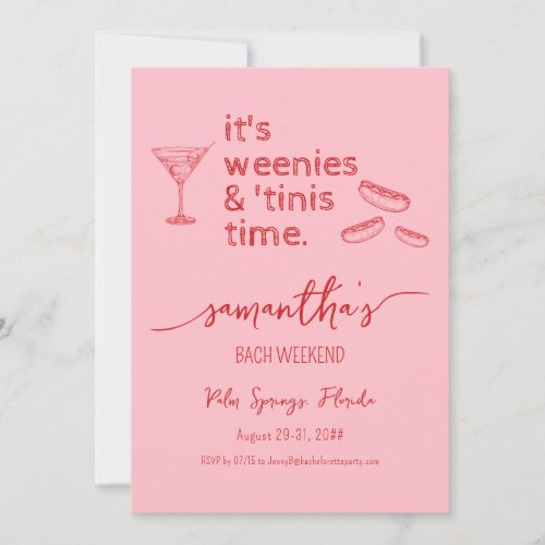 Weenies  Tinies Red Bachelorette Bach Weekend Invitation