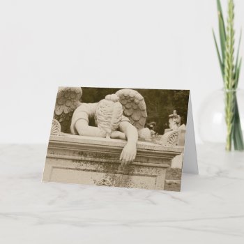 Weeping Angel In Sepia Sympathy Card by sharonfosterart at Zazzle