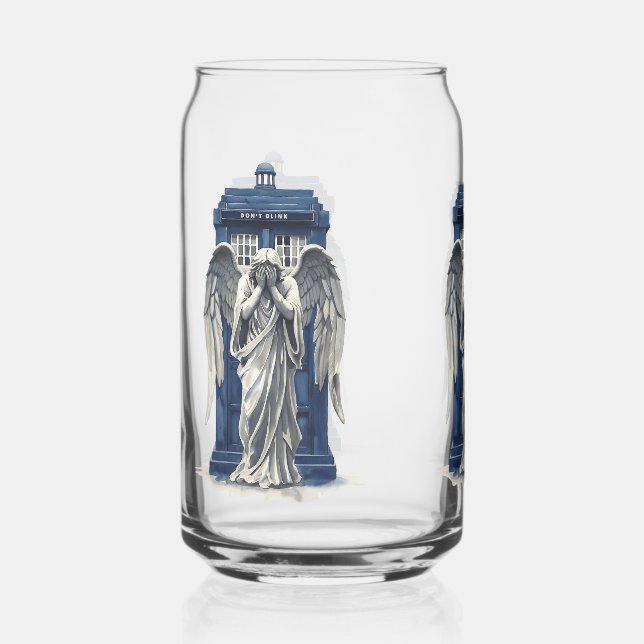 Weeping Angel with Blue Police Box 1 Can Glass (Front)