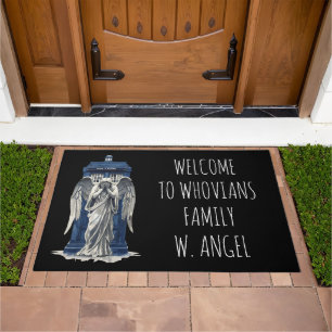 Weeping Angel with Blue Police Box 1 Doormat