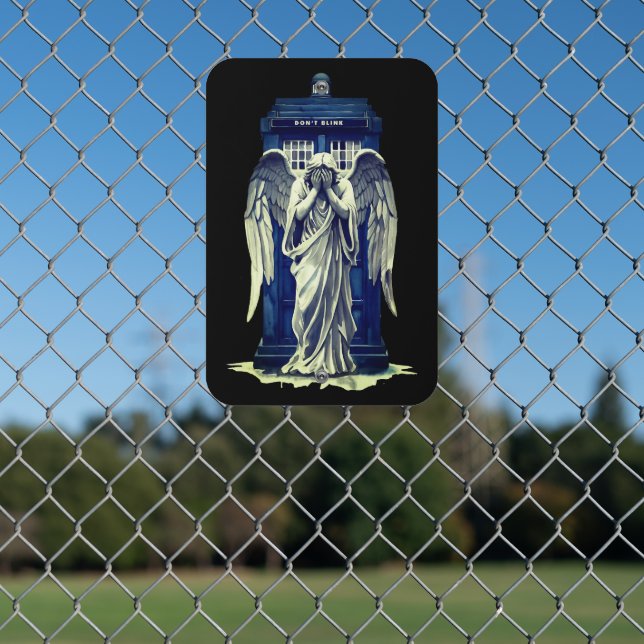 Weeping Angel with Blue Police Box 1 Metal Sign (In Situ(Fence))