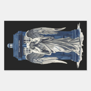 Weeping Angel with Blue Police Box 1 Rectangular Sticker