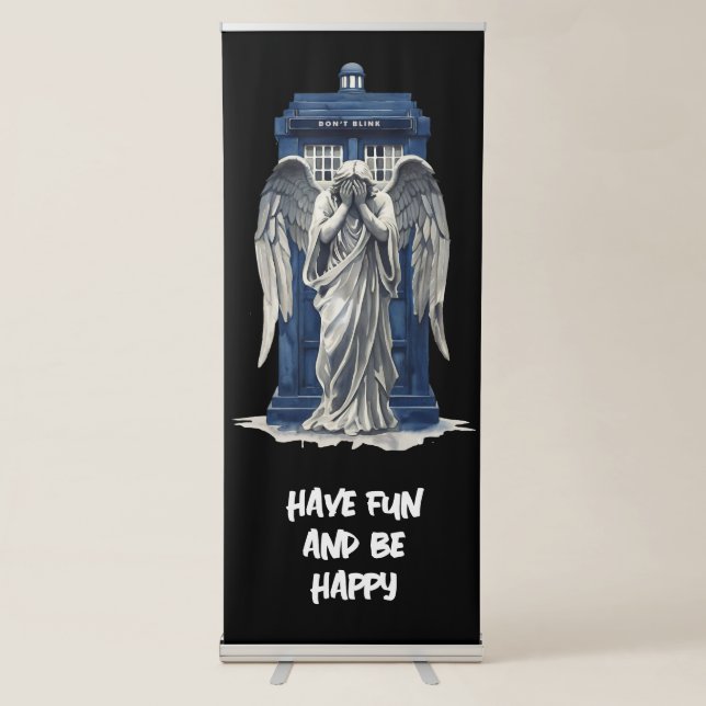 Weeping Angel with Blue Police Box 1 Retractable Banner (Front)