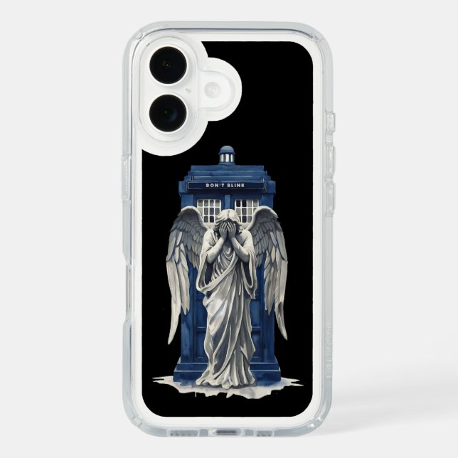 Weeping Angel with Blue Police Box 1 Speck iPhone Case (Front)