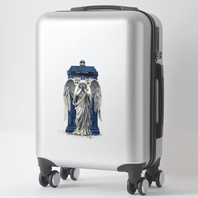 Weeping Angel with Blue Police Box 1 Sticker (Suitcase)