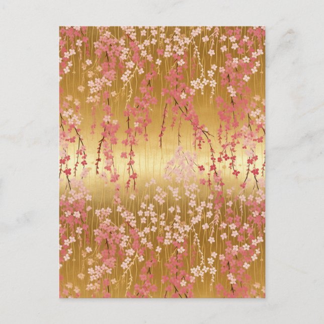 Weeping Cherry Blossom Chiyogami  Postcard (Front)