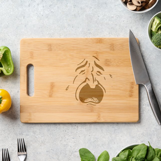 Weeping Expressive Face Wood Engraved Cutting Board (Kitchen Counter)