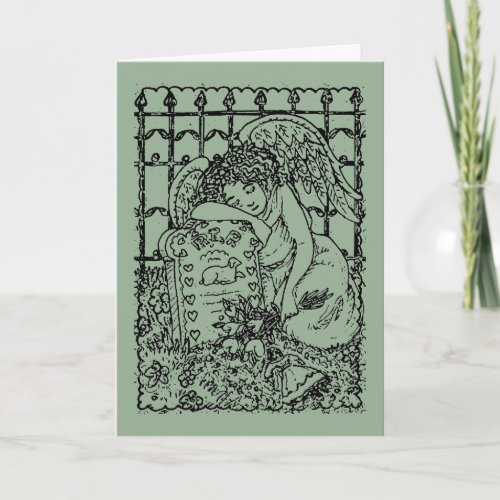 WEEPING GUARDIAN ANGEL CEMETERY DEEPEST SYMPATHY CARD