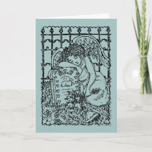 WEEPING GUARDIAN ANGEL, CEMETERY, DEEPEST SYMPATHY CARD