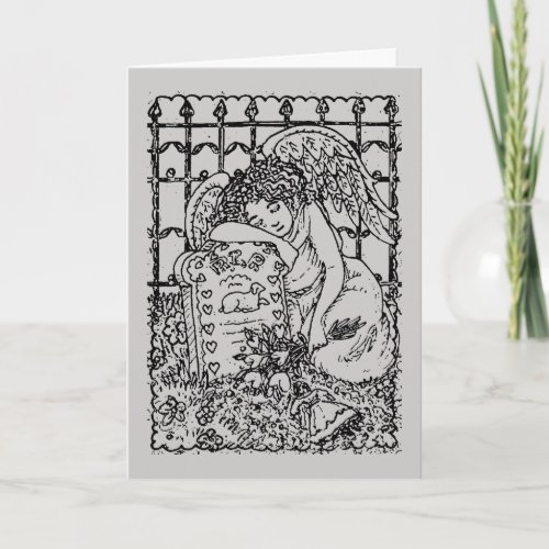 WEEPING GUARDIAN ANGEL CEMETERY DEEPEST SYMPATHY CARD