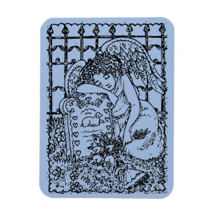 WEEPING GUARDIAN ANGEL, CEMETERY, DEEPEST SYMPATHY MAGNET