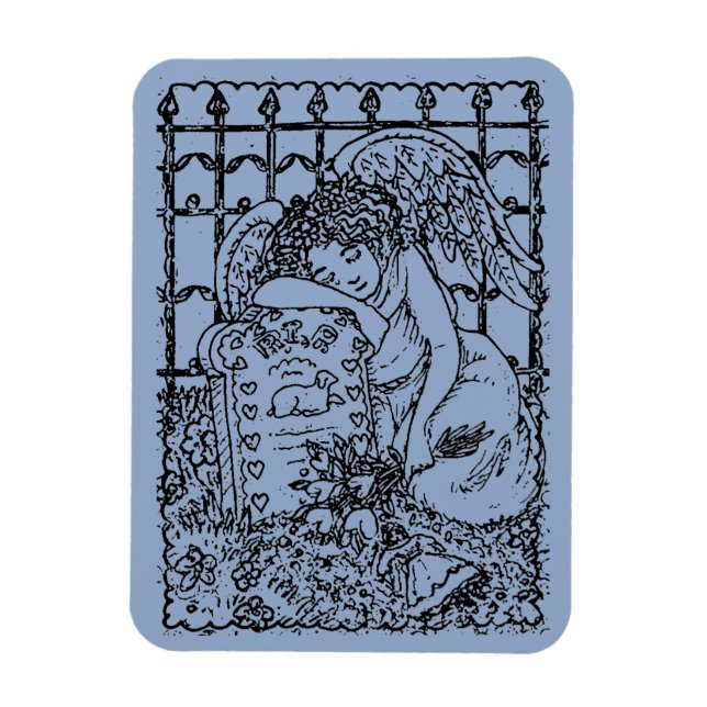 WEEPING GUARDIAN ANGEL, CEMETERY MOURNING SYMPATHY MAGNET (Vertical)