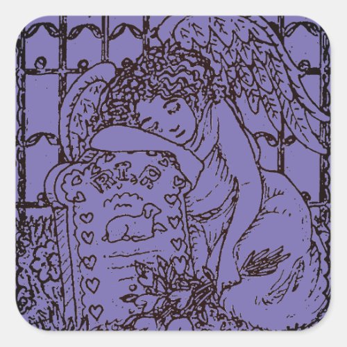 WEEPING GUARDIAN ANGEL CEMETERY MOURNING SYMPATHY SQUARE STICKER