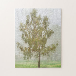 Weeping Tree Foggy Weather Fog Art Puzzle