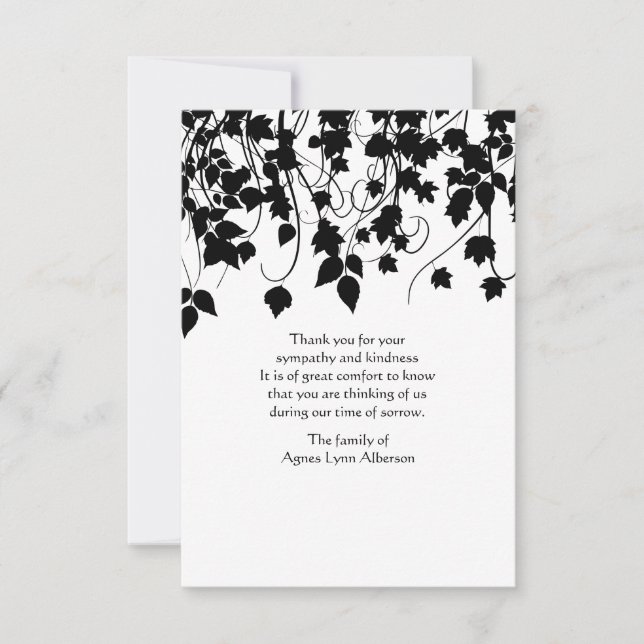Weeping Vines Bereavement Thank You Card (Front)