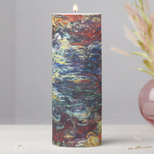 Weeping Willow at Giverny (by Claude Monet) Pillar Candle