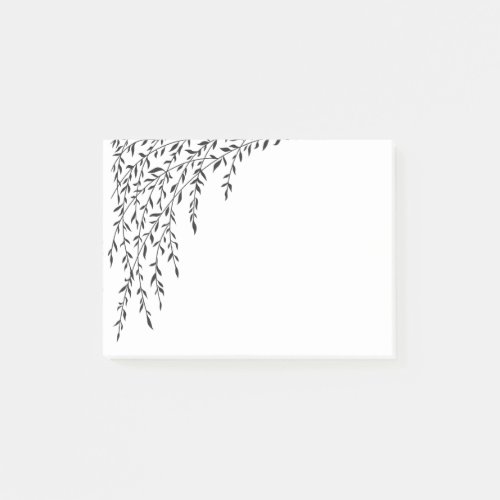 Weeping Willow Black White Branch Leaves Tree Post_it Notes