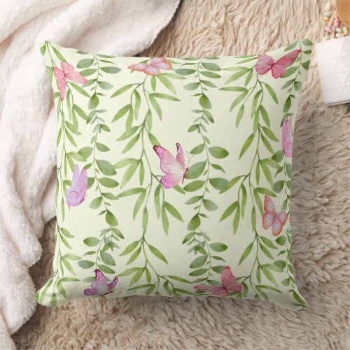 Weeping Willow  Butterfly Throw Pillow