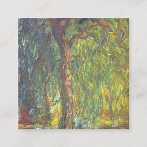 Weeping Willow By Claude Monet Square Business Card