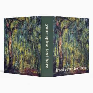 Weeping Willow by Claude Monet, Vintage Fine Art 3 Ring Binder
