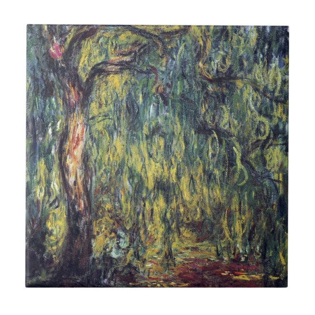 Weeping Willow by Claude Monet, Vintage Fine Art Ceramic Tile (Front)