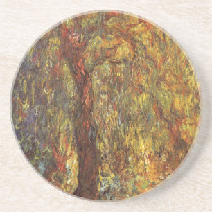 Weeping Willow by Claude Monet, Vintage Fine Art Drink Coaster