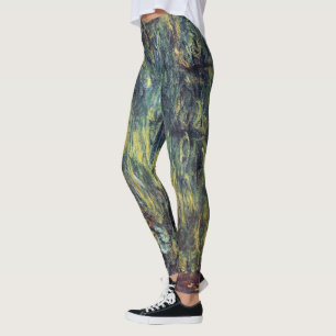 Weeping Willow by Claude Monet, Vintage Fine Art Leggings