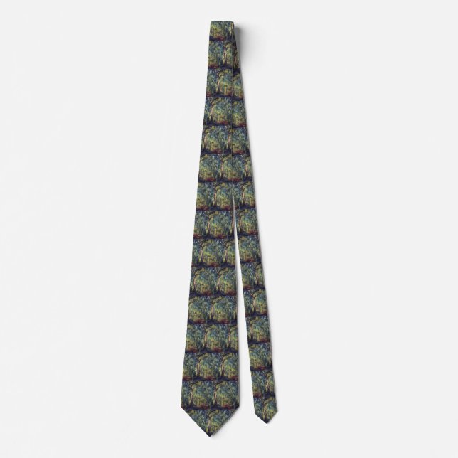 Weeping Willow by Claude Monet, Vintage Fine Art Neck Tie (Front)