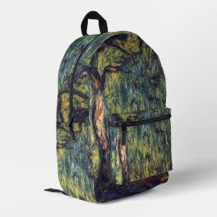 Weeping Willow by Claude Monet, Vintage Fine Art Printed Backpack