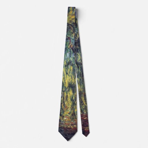 Weeping Willow by Claude Monet Vintage Fine Art Tie