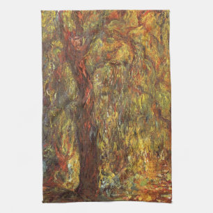 Weeping Willow by Claude Monet, Vintage Fine Art Towel